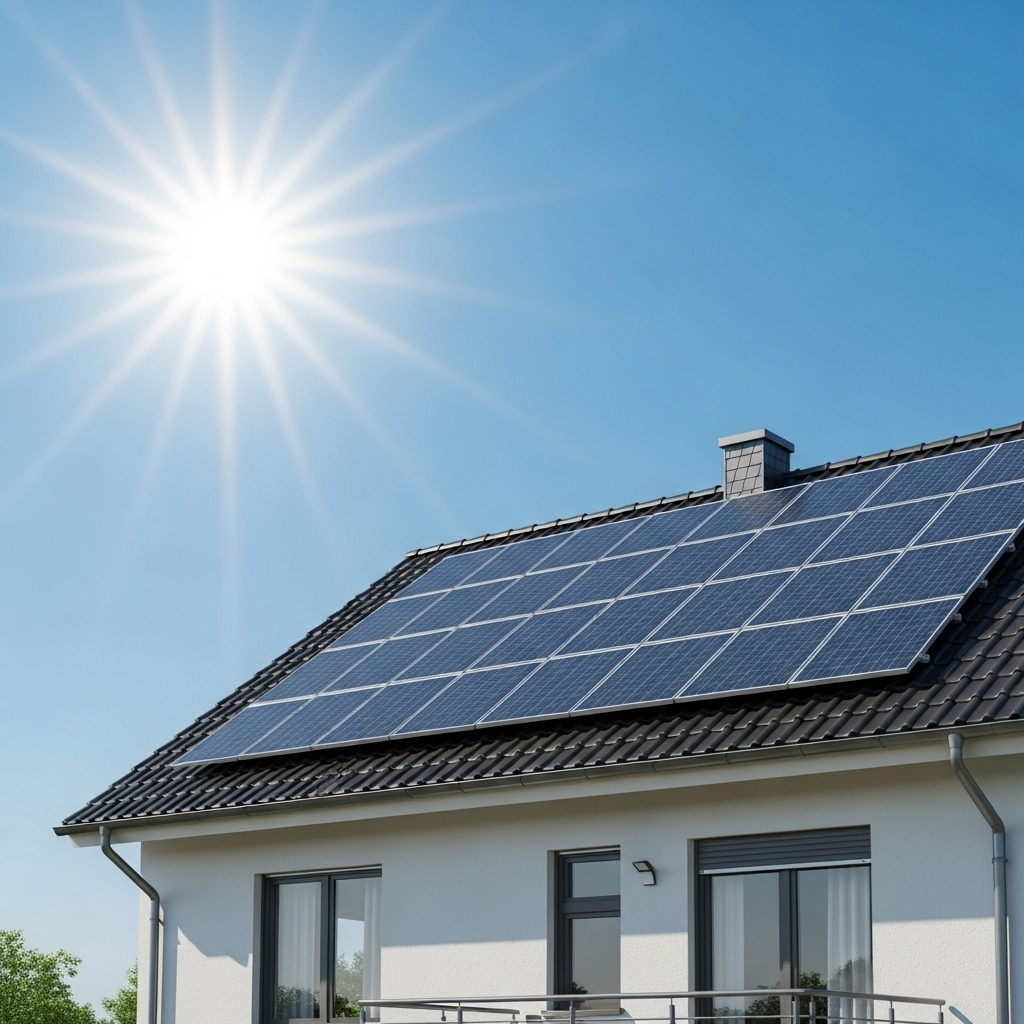 Maison équipée de panneaux solaires